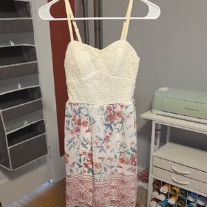 Lily Rose Cream and Pink Floral Mini Dress